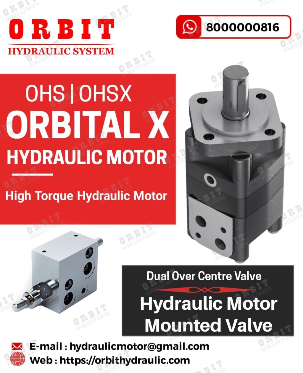 Hydraulic Motor Mounted Dual Over Center Valve + Shuttle Valve For OMS / OHS Motor in India