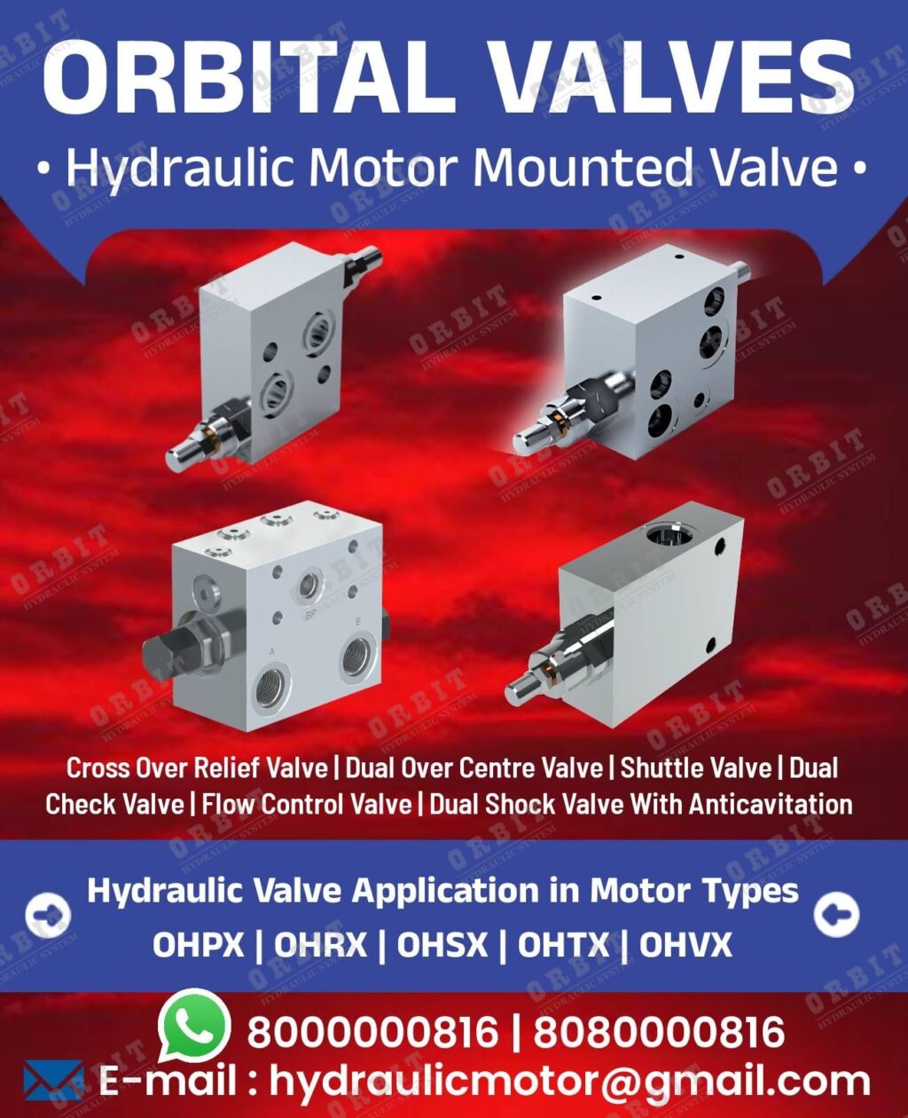 Hydraulic Motor Mounted Dual Over Center Valve + Shuttle Valve For OMT / OHT Motor in India