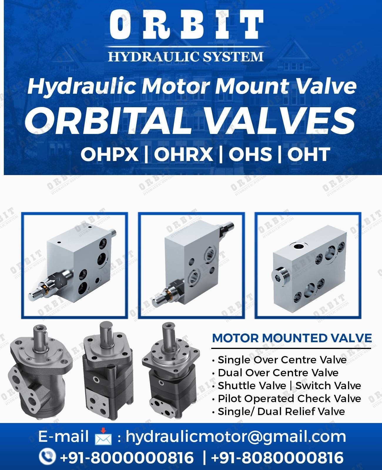 Hydraulic Motor Mounted Dual Over Center Valve + Shuttle Valve For OMP OMRX OMS OMT / OHT Motor in India